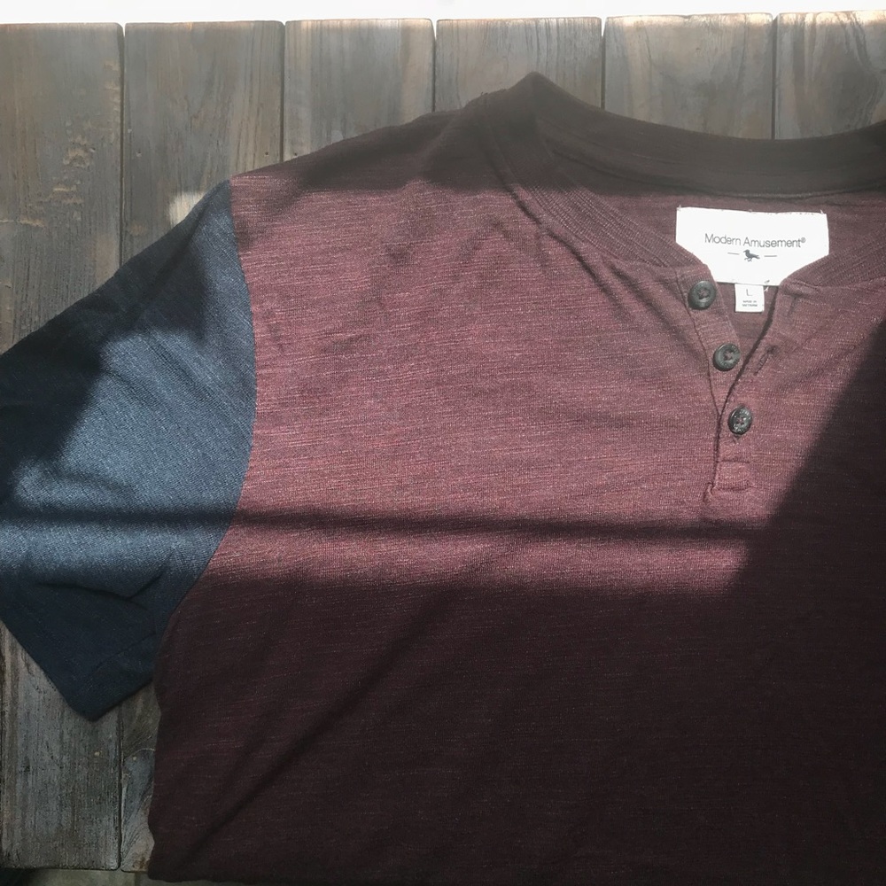 Short sleeve baseball henley tee